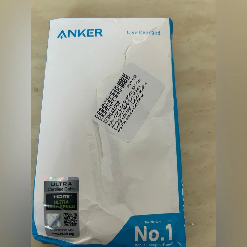 Anker Blue and White HDMI Cable Packaging